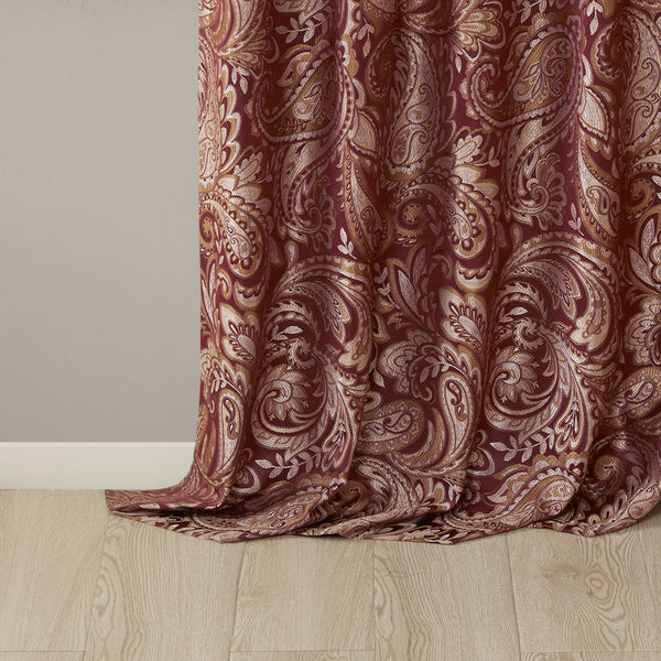 English Elm Jacquard Madison Park Aubrey Window Curtain Pair with Paisley Jacquard, Faux Silk Piping, OEKO-TEX Certified Elegance Multicolor 3.05 L x 10.24 W x 9.45 H B03598093