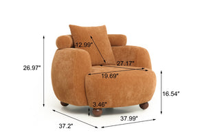 English Elm Nordic Chenille Bucket Chair Deep Cushioned Seat for Living Room Reading Lounge Brown Yellow W2901P489490