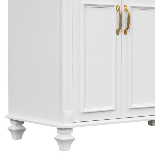 English Elm 36" Modern Bathroom Vanity with Ceramic Sink, Gold Handles, Flip-Out Drawer & Soft-Close Doors White N725P283623K
