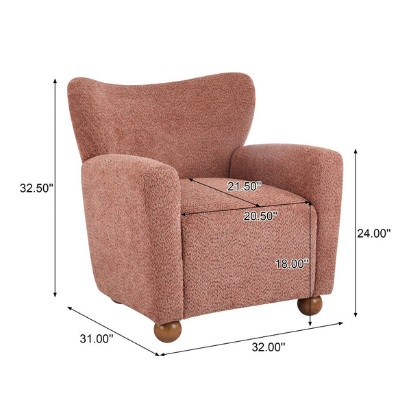 English Elm Christopher Knight Home® - Cozy Wingback Armchair with Plush Bouclé Upholstery, Solid Wood Legs, Timeless Elegant Comfort Coral 32 L x 29.5 W x 26.75 H N776P293322R