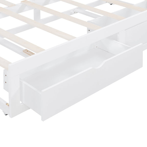 English Elm Wooden Twin Daybed with Pull Out Trundle and Dual Storage Drawers for Guest Rooms White LP000519AAK-1