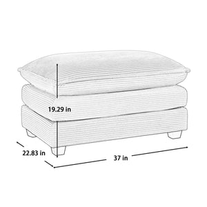 English Elm Ottoman Corduroy Footstool with Plush Memory Foam Cushioning, Retro Chic Accent for Living Rooms Grey W714P185486