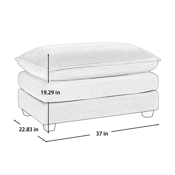 English Elm Ottoman Corduroy Footstool with Plush Memory Foam Cushioning, Retro Chic Accent for Living Rooms Grey W714P185486