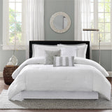 Madison Park Hampton Transitional 7 Piece Jaquard Comforter Set MP10-1029 White