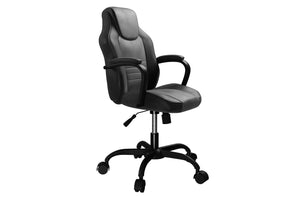 English Elm Gaming Ergonomic Office Chair Black Faux Leather with Casters Adjustable Height Plush Padded Arms B011P366767