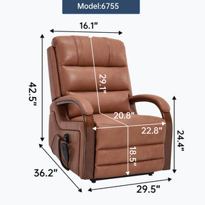 English Elm Power Lift Recliner with Dual Motor Massage Heat and Leatheraire Upholstery 350 Lb W1803S00079