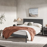 Contemporary Reeded Headboard Solid Wood Queen Bed Black ORLB5CBL Walker Edison