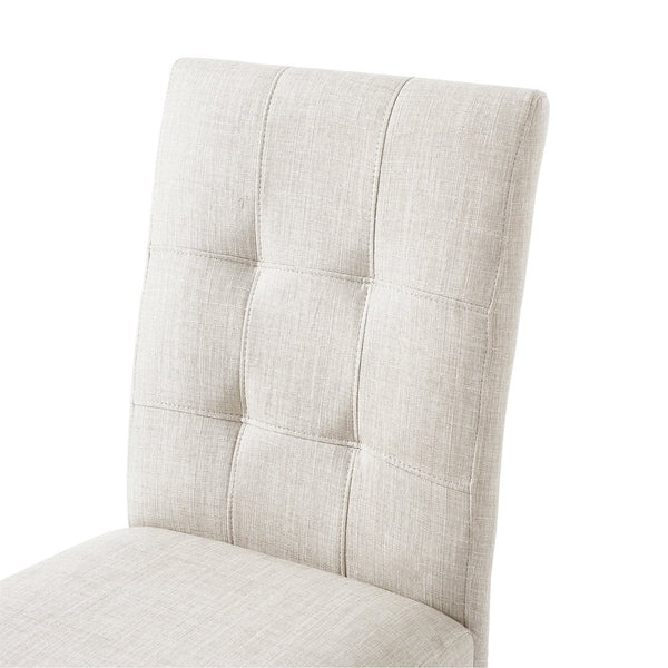 English Elm Wooden Modern Dining Chairs Set of 4 with Upholstered Beige Fabric, Rubber Wood Legs, 250lb Capacity Walnut N752P300578D