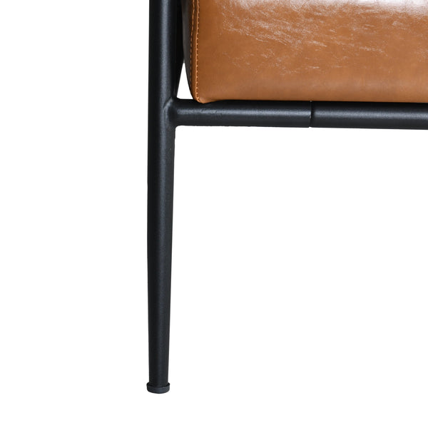 English Elm Christopher Knight Home® - Mid-Century Brown Faux Leather Accent Chair with Sturdy Iron Frame, Plush High Back & Wrapped Arms - Modern Lounge Seat N767P203868B
