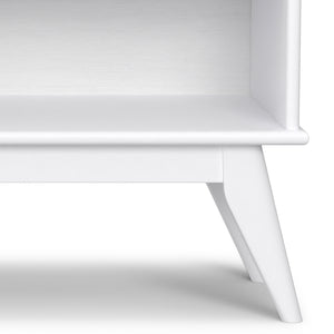 English Elm Draper Mid Century Low Bookcase with Solid Wood Craftsmanship, Tapered Legs & Four Open Shelves for Stylish Storage and Display White B136P238614
