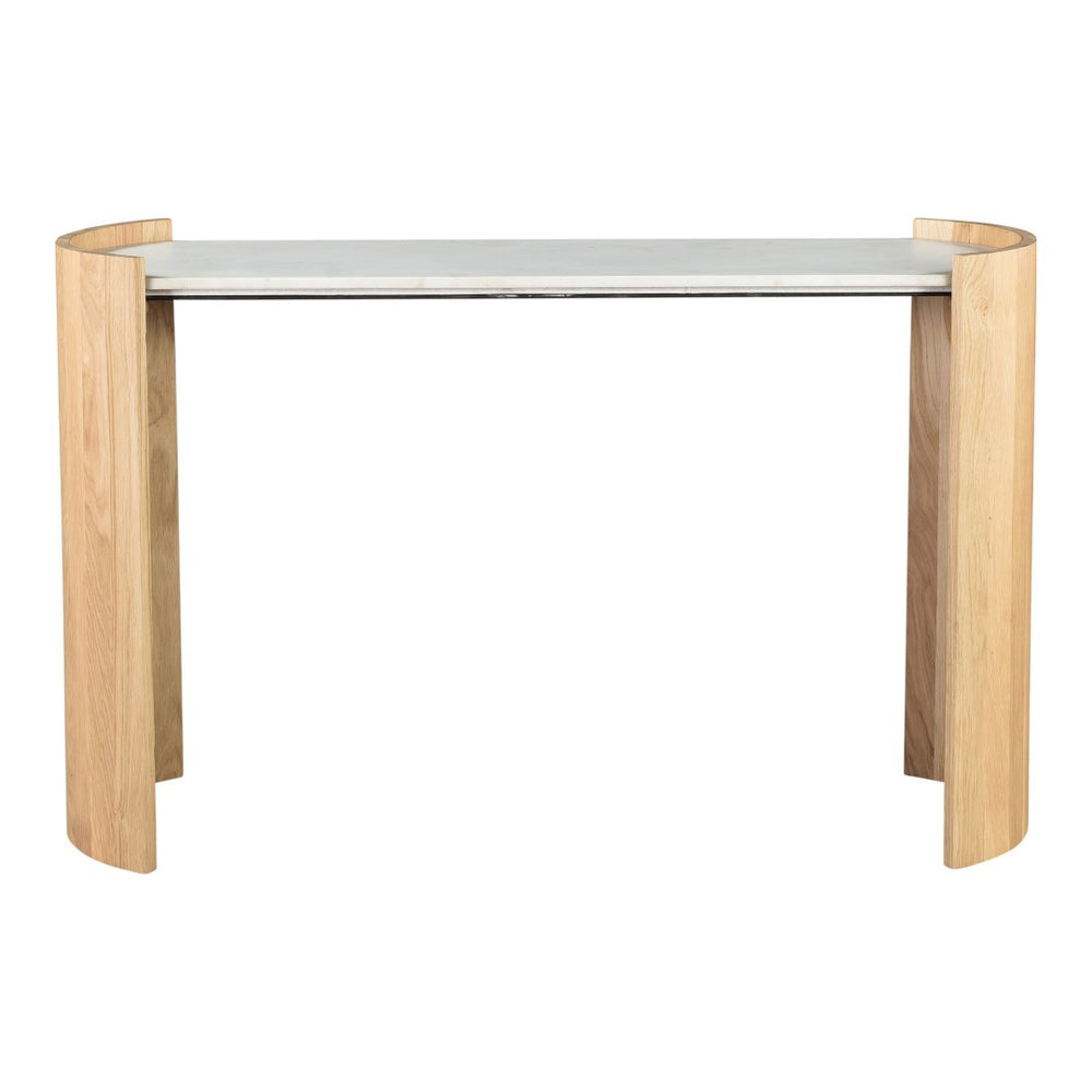 English Elm Dala Marble Top Oak Veneer Console Table Art Deco Arched Entryway Hallway Accent B2769P498439