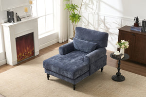 English Elm Modern Chaise Lounge with Plush High-Resilience Cushion and Solid Wood Frame for Durable Comfort Blue W2120P296387