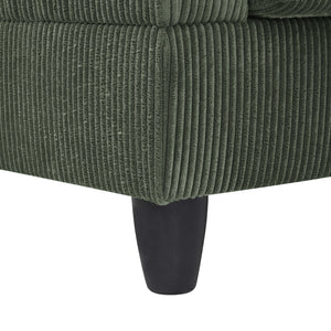 English Elm Savannah Plush Corduroy Modular Sectional Sofa with Ottoman — Customizable Layouts & Padded Comfort Green B355S00009
