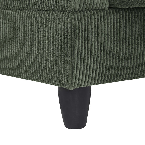 English Elm Savannah Plush Corduroy Modular Sectional Sofa with Ottoman — Customizable Layouts & Padded Comfort Green B355S00009