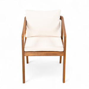 English Elm Christopher Knight Home® - Acacia Solid Acacia Wood Outdoor Dining Chairs Set of 2 with Beige Weather-Resistant Cushions, Natural Finish N776P286347B