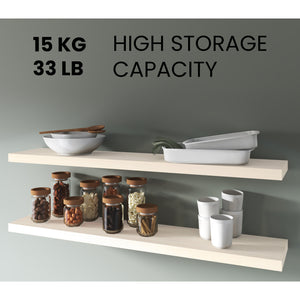 English Elm White White Washed Oak Floating Shelf 47.3" x 9.8" Melamine Set of 1 Rustic Modern Hidden Mount Durable Elegance B062P380038
