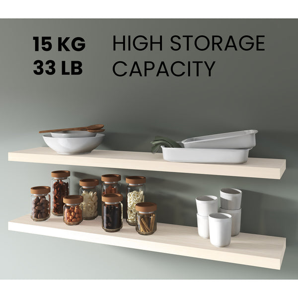 English Elm White White Washed Oak Floating Shelf 47.3" x 9.8" Melamine Set of 1 Rustic Modern Hidden Mount Durable Elegance B062P380038