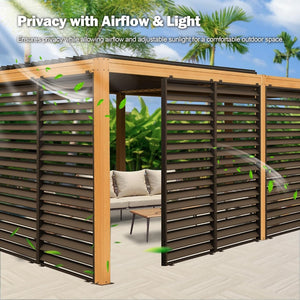 English Elm Outdoor Aluminum Louvered Pergola Screen Panel for Patio Privacy and Wind Protection W1859P446171