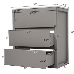 English Elm Christopher Knight Home® - 30" Bathroom Vanity with Ceramic Sink, 2 Soft-Close Full-Extension Drawers, Handle-Free 45° Design, Durable MDF Gray N817P280549G