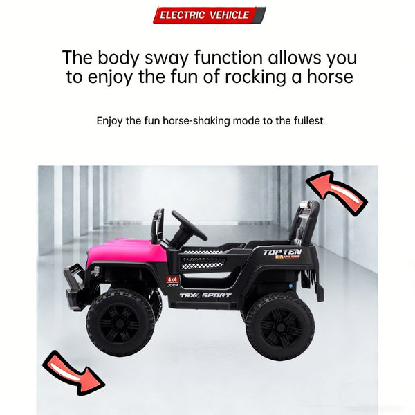 English Elm Ride on Electric Kids Car 12v Luxury Toy with Remote Control Swing and Led Lights Pink W1760P358703
