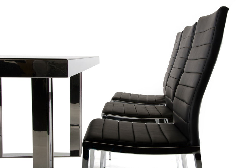 VIG Furniture Courtland Black Tempered Glass Dining Table With Stainless Steel Base — Sleek Modern 71" X 35" Elegant Centerpiece VGHB212T