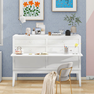 English Elm Queen Murphy Bed with Shelf & Built-In USB Charging Station, Space-Saving White Wall Cabinet Design SM000338AAK