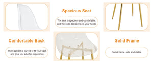 English Elm Table and Chair Set Marble Glass Top Gold Legs Four Seat Dining for Small Spaces Black,Transparent,White+Gold W1151S04654