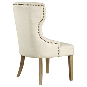 English Elm 1pc Modern Tufted Wingback Dining Chair with Curved Barrel Back, Nailhead Trim, Plush Upholstery Comfort Beige,Brown 28.74 L x 27.95 W x 25.2 H B011P301373