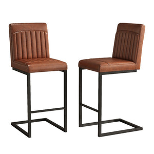 English Elm Faux Leather Counter Stools Set of Two Ergonomic Curved Back Metal Frame Kitchen Seating W5096P400642