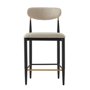 English Elm Christopher Knight Home® - ARMLESS Modern Upholstered Counter Stool Set of 2 with Iron Toothpick Frame, Gold Trim Accents Beige+Black N771P316339A