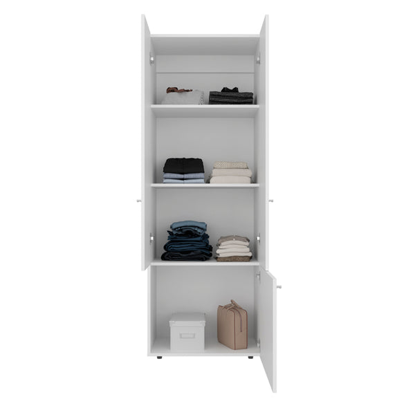 English Elm Armoire 66.9" H - Modern 3-Door Wardrobe With 3 Shelves, Eco-Friendly, Space-Saving Design In White B097P395876