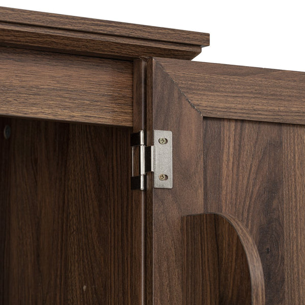 English Elm K&K 71" Tall Farmhouse Pantry Cabinet with Groove Edges, 3 Pull-Out Organizers, 6 Door Shelves Brown N707P256507Z