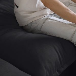 English Elm Sky Cloud Sectional Sofa with Cloud-Like Comfort, Modular L-Shaped Velvet Seating, Removable Covers, Storage Ottoman Black B341S00018