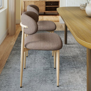 English Elm Dining Chair Set with Wood Grain Metal Frame Upholstered Seat Modern Farmhouse Kitchen Coffee W3316P449685