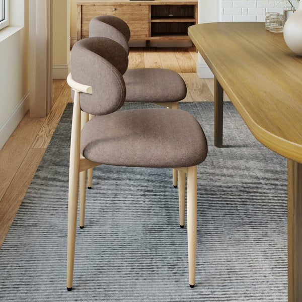 English Elm Dining Chair Set with Wood Grain Metal Frame Upholstered Seat Modern Farmhouse Kitchen Coffee W3316P449685