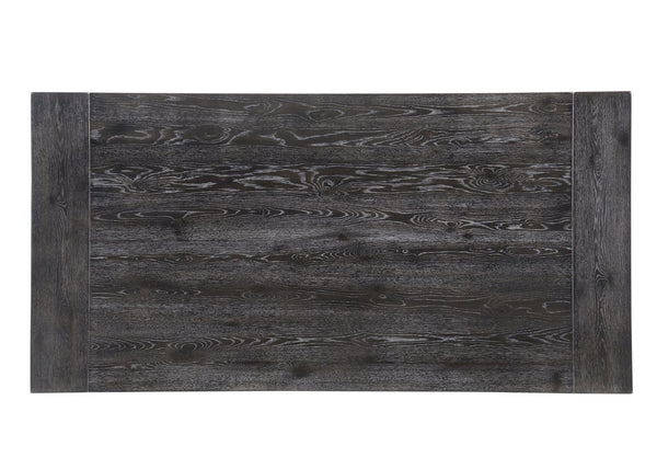 English Elm Bernard Sturdy Weathered Finish Dining Table with Elegant Trestle Base and Turned Posts, Durable Gray,Oak 86 L x 44 W x 6 H B2726P264972