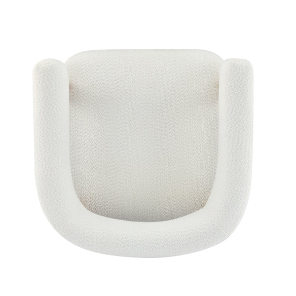 English Elm Christopher Knight Home® - Boucle Plush Bouclé Accent Chair with Rubber Wood Frame, Spring Bag Cushion for Cozy Support White+Natural 30.75 L x 28.9 W x 19.25 H N776P268327C