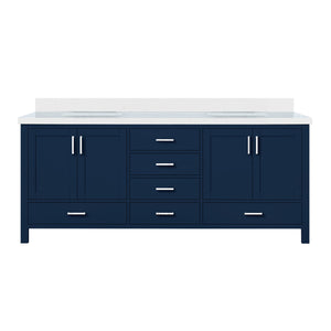 English Elm Navy Blue Double Bath Vanity With White Quartz Top – Stylish 80" W Design For Ultimate Storage & Elegance B2731P258960