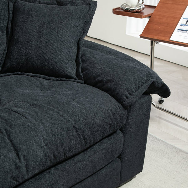 English Elm 84" Chenille Sofa Loveseat with Memory Foam & Pocket Springs, Plush Dual-Layer Comfort, Sturdy Frame Black W676S00009