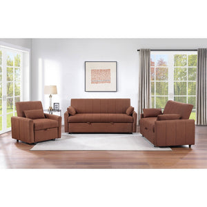 English Elm Westwind Bouclé Channel Tufted Sleeper Sofa with Pull Out Bed for Guest Rooms Copper B062P451685