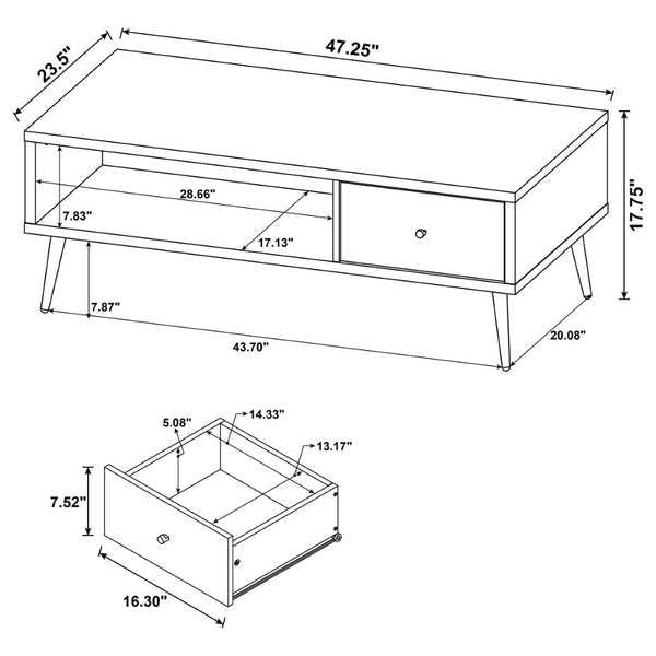 English Elm Fletcher Gloss White Lacquer Coffee and End Table Set for Modern Living Rooms B062S01689