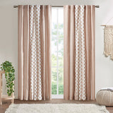 INK+IVY Imani Mid-Century Cotton Printed Curtain Panel with Chenille Stripe and Lining II40-1234 Blush