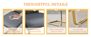 English Elm Table and Chair Set Marble Glass Top with Sculptural Gold Legs Six Seat Glam Dining Black+Gold,Dark Gray W1151S03297