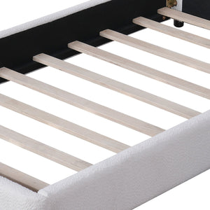 English Elm Christopher Knight Home® - Twin Boucle Upholstered Bed Frame with Rounded 3.8" Plush Headboard, No Box Spring Needed, White N757T329196W
