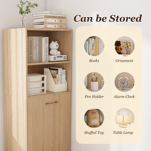 English Elm Stretchable expandable office desk with magnetic fold, lockable casters, adjustable shelves for storage and space-saving Natural Wood W509P355681