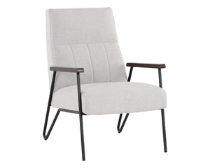 Sunpan Coelho Lounge Chair - Stylish Mid-Century Comfort with Vertical Tufting and Black Steel Base Light Grey