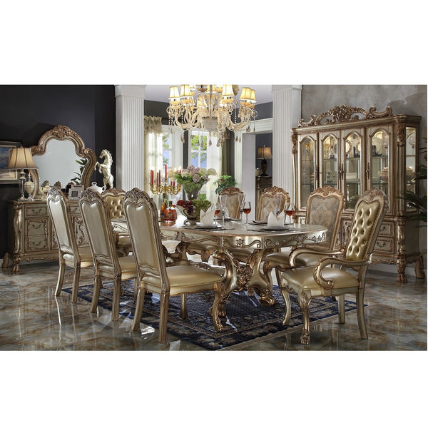 English Elm Bone Tufted Arm Chairs Set Of 2 - Elegant Gold Patina Frame For Stylish Dining Or Living Room Use B062P209248