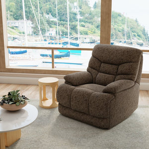 English Elm Swivel Glider Recliner Plush Upholstered Chair for Contemporary Living Rooms Brown B339P422559