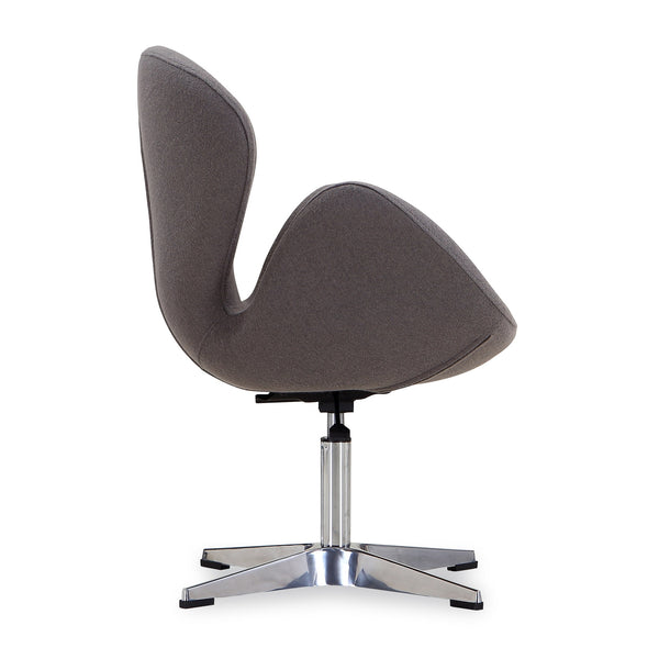 English Elm Raspberry Upholstered Swivel Lounge Chair with Adjustable Height, Polished Chrome Base & Modern Seat Design Grey B365P397957