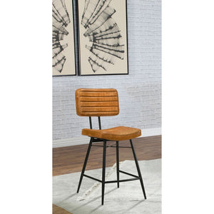 English Elm Senko Leather Channel Tufted Counter Stools with Iron Frame for Bar or Kitchen Set of 2 Brown B062P447996